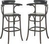 Safavieh Kenny Bar Stool-Brass Nail Heads Antique Black and Dark Umber Furniture 