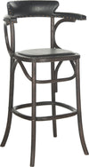 Safavieh Kenny Bar Stool-Brass Nail Heads Antique Black and Dark Umber Furniture 