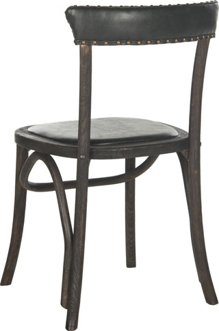 Safavieh Kenny 19''H Side Chair-Brass Nail Heads Antique Black and Dark Umber Furniture 