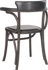 Safavieh Kenny 19''H Arm Chair-Brass Nail Heads Antique Black and Dark Umber Furniture 