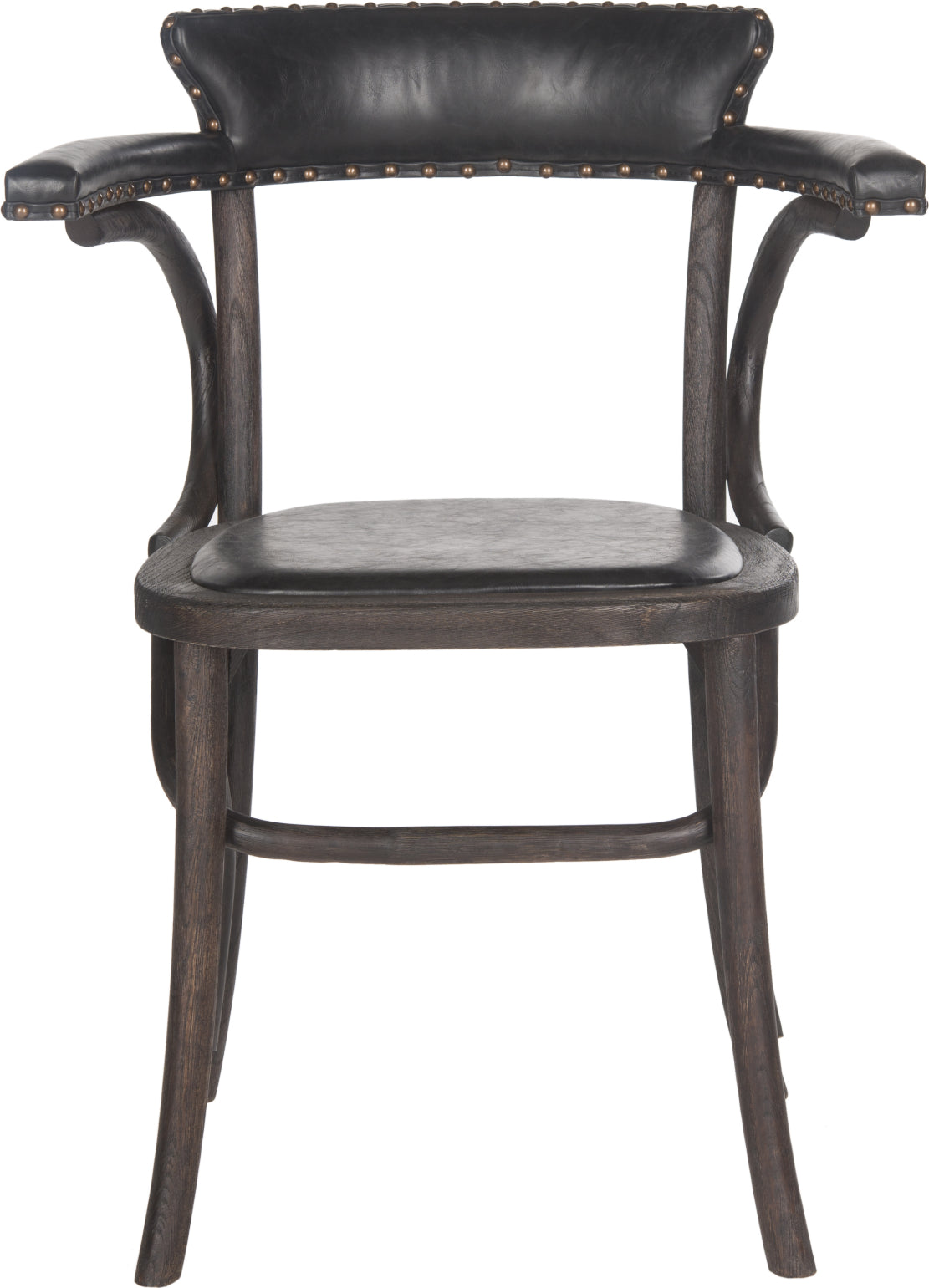 Safavieh Kenny 19''H Arm Chair-Brass Nail Heads Antique Black and Dark Umber Furniture main image