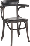 Safavieh Kenny 19''H Arm Chair-Brass Nail Heads Antique Black and Dark Umber Furniture 
