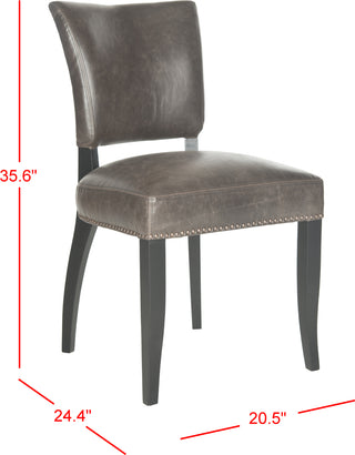 Safavieh Desa 21''H Side Chair-Brass Nail Heads Antique Brown and Black Furniture 