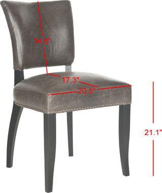 Safavieh Desa 21''H Side Chair-Brass Nail Heads Antique Brown and Black Furniture 