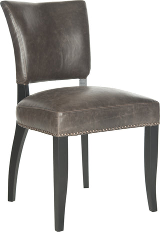 Safavieh Desa 21''H Side Chair-Brass Nail Heads Antique Brown and Black Furniture 