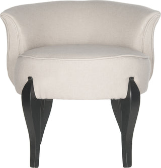 Safavieh Mora French Leg Linen Vanity Chair Taupe and Black Furniture main image