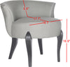 Safavieh Mora French Leg Linen Vanity Chair Sea Mist and Black Furniture 