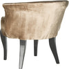 Safavieh Mora French Leg Linen Vanity Chair Mink Brown and Black Furniture 