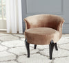 Safavieh Mora French Leg Linen Vanity Chair Mink Brown and Black Furniture  Feature