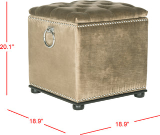 Safavieh Arturo Storage Ottoman-With Silver Nail Heads Gold and Olive Black Furniture 