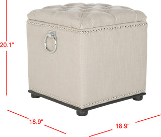 Safavieh Arturo Storage Ottoman-With Silver Nail Heads Biscuit Beige and Black Furniture 