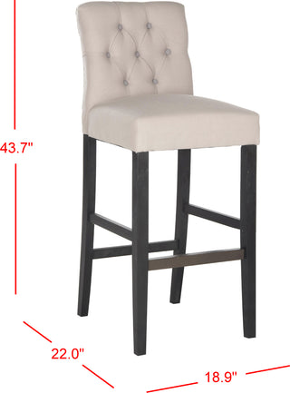 Safavieh Tiffany Tufted Bar Stool Taupe and Grey Black Furniture 