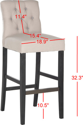 Safavieh Tiffany Tufted Bar Stool Taupe and Grey Black Furniture 