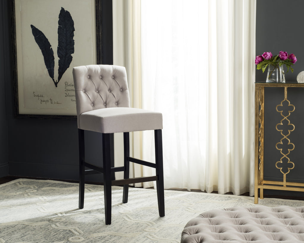 Safavieh Maisie Tufted Bar Stool Taupe and Black  Feature