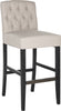 Safavieh Maisie Tufted Bar Stool Taupe and Black Furniture 