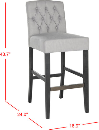 Safavieh Maisie Tufted Bar Stool Grey and Black Furniture 