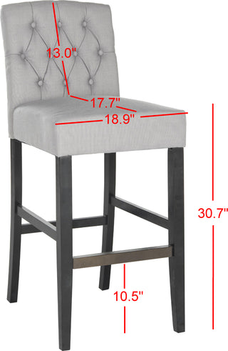 Safavieh Maisie Tufted Bar Stool Grey and Black Furniture 