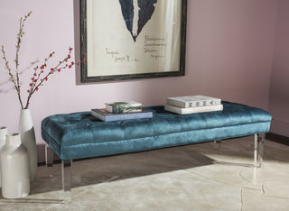 Safavieh Abrosia Tufted Bench Cyan Furniture  Feature