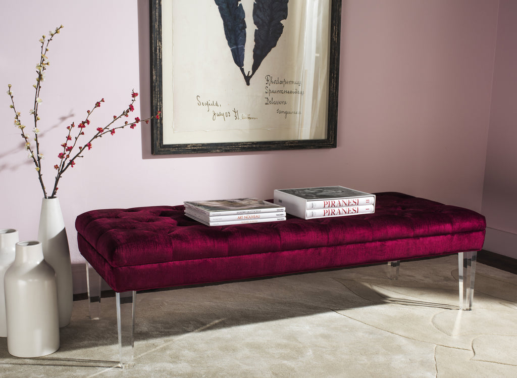 Safavieh Abrosia Tufted Bench Red Furniture  Feature