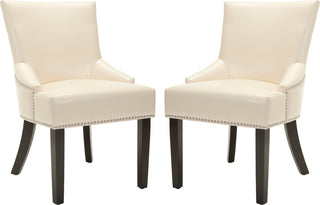 Safavieh Lotus 19''H Kd Side Chair (SET Of 2)-Silver Nail Heads Flat Cream and Espresso Furniture 