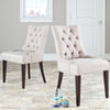 Safavieh Abby Tufted Side Chairs (SET Of 2)-Silver Nail Heads Taupe and Espresso  Feature