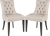 Safavieh Abby 19''H Tufted Side Chairs (SET Of 2)-Silver Nail Heads Taupe and Espresso Furniture 
