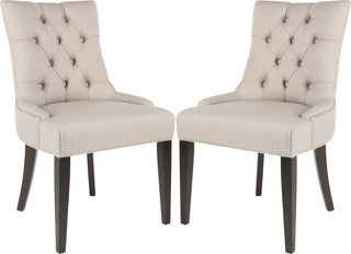 Safavieh Abby 19''H Tufted Side Chairs (SET Of 2)-Silver Nail Heads Taupe and Espresso Furniture 