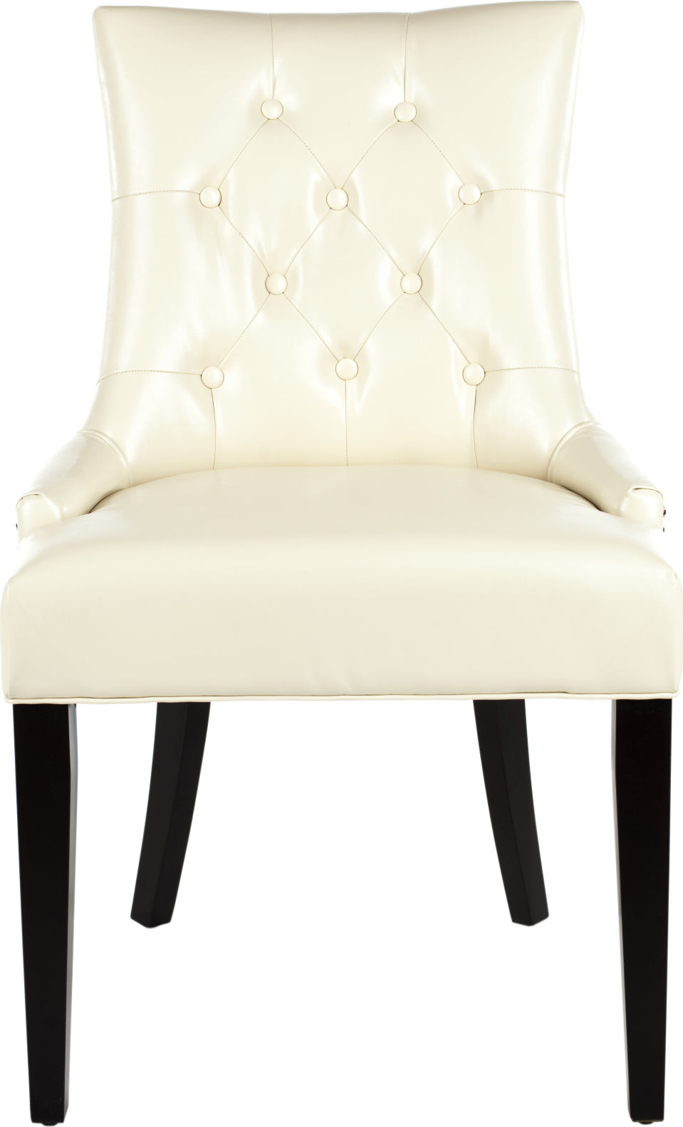 Safavieh Abby 19''H Tufted Side Chairs (SET Of 2)-Silver Nail Heads Flat Cream and Espresso Furniture main image