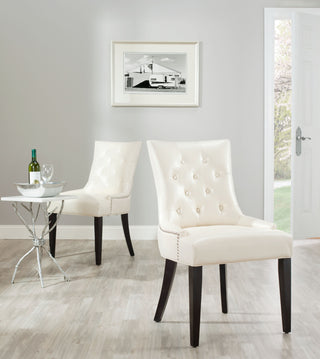 Safavieh Abby Tufted Side Chairs (SET Of 2)-Silver Nail Heads Flat Cream and Espresso  Feature