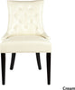 Safavieh Abby 19''H Tufted Side Chairs (SET Of 2)-Silver Nail Heads Flat Cream and Espresso Furniture 