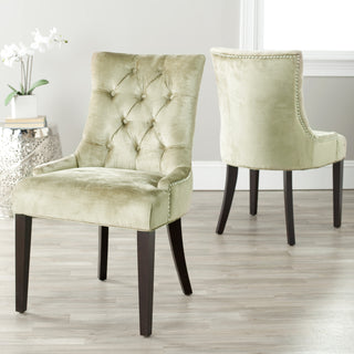 Safavieh Abby Tufted Side Chairs (SET Of 2)-Silver Nail Heads Antique Sage and Espresso  Feature