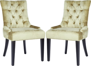 Safavieh Abby 19''H Tufted Side Chairs (SET Of 2)-Silver Nail Heads Antique Sage and Espresso Furniture 