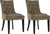 Safavieh Abby 19''H Tufted Side Chairs (SET Of 2)-Silver Nail Heads Mole Grey and Espresso Furniture 