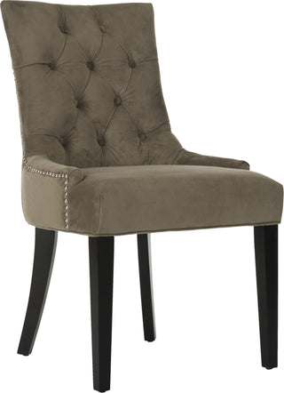 Safavieh Abby 19''H Tufted Side Chairs (SET Of 2)-Silver Nail Heads Mole Grey and Espresso Furniture 