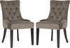 Safavieh Abby 19''H Tufted Side Chairs (SET Of 2) Mushroom Taupe and Espresso Furniture 
