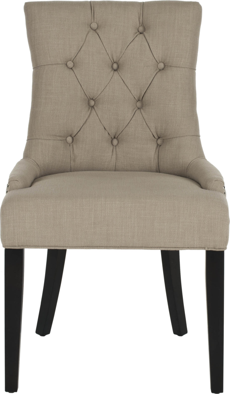 Safavieh Abby 19''H Tufted Side Chairs (SET Of 2) True Taupe and Espresso Furniture main image