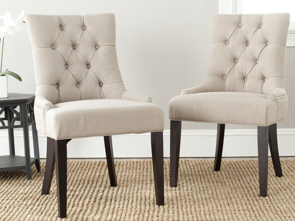 Safavieh Abby Tufted Side Chairs (SET Of 2) True Taupe and Espresso  Feature