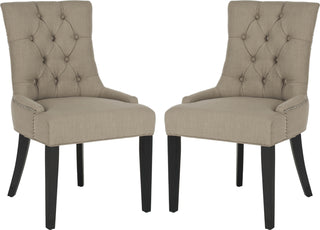 Safavieh Abby 19''H Tufted Side Chairs (SET Of 2) True Taupe and Espresso Furniture 