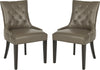 Safavieh Abby 19''H Tufted Side Chairs (SET Of 2)-Silver Nail Heads Clay and Espresso Furniture 