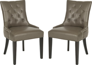 Safavieh Abby 19''H Tufted Side Chairs (SET Of 2)-Silver Nail Heads Clay and Espresso Furniture 