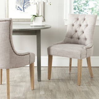 Safavieh Abby 19''H Tufted Side Chairs (SET Of 2)-Brass Nail Heads Grey and White Wash Furniture  Feature