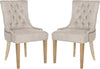 Safavieh Abby 19''H Tufted Side Chairs (SET Of 2)-Brass Nail Heads Grey and White Wash Furniture 