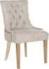 Safavieh Abby 19''H Tufted Side Chairs (SET Of 2)-Brass Nail Heads Grey and White Wash Furniture main image