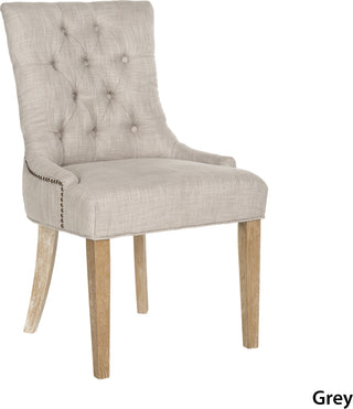 Safavieh Abby 19''H Tufted Side Chairs (SET Of 2)-Brass Nail Heads Grey and White Wash Furniture 