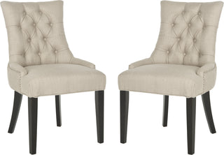 Safavieh Abby 19''H Tufted Side Chairs (SET Of 2)-Silver Nail Heads Antique Gold and Espresso Furniture 