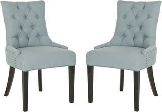 Safavieh Abby 19''H Side Chairs (SET Of 2)-Silver Nail Heads Sky Blue and Espresso Furniture 