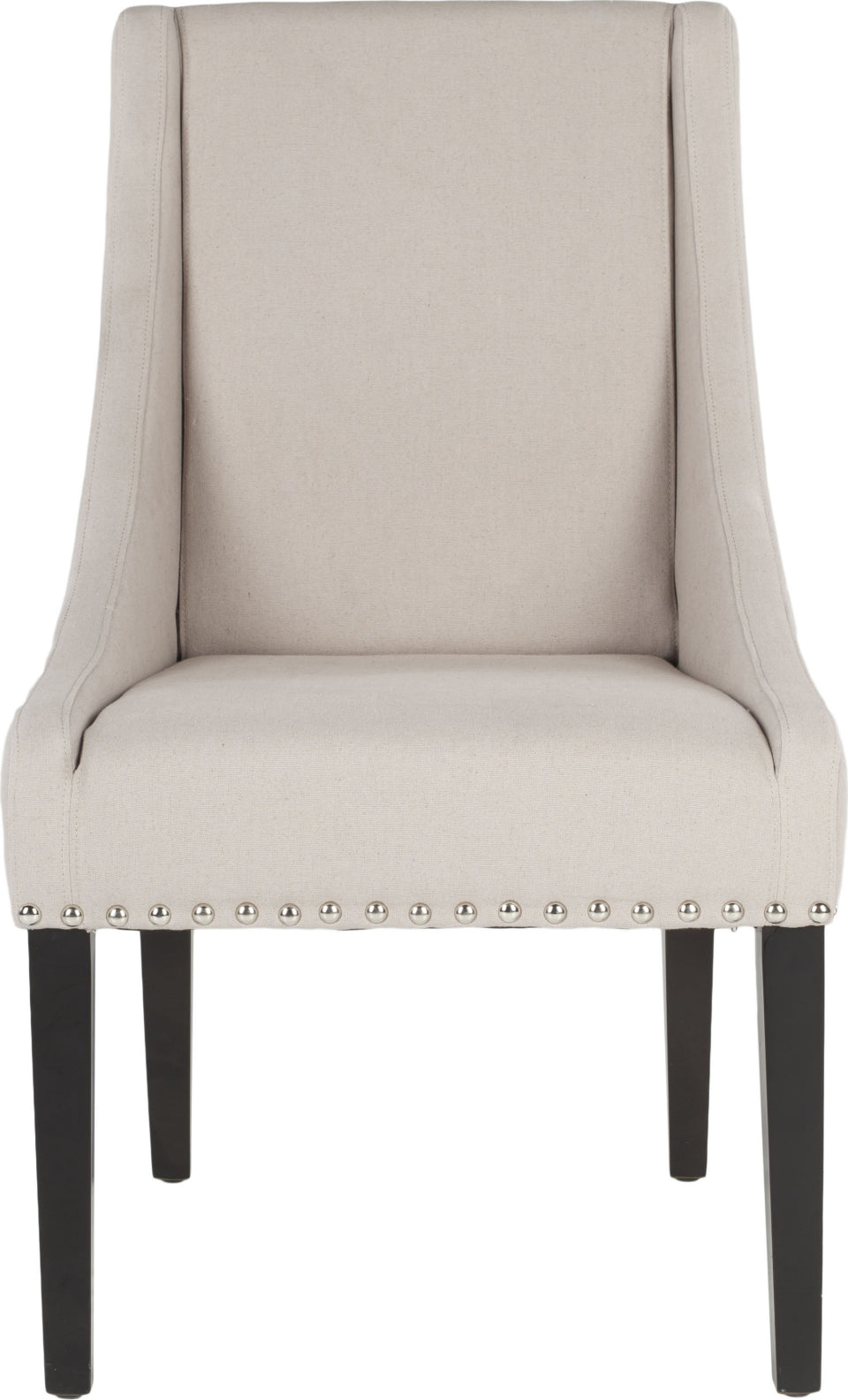 Safavieh Britannia 19''H Kd Side Chairs (SET Of 2)-Silver Nail Heads Taupe and Espresso Furniture main image
