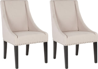 Safavieh Britannia 19''H Kd Side Chairs (SET Of 2)-Silver Nail Heads Taupe and Espresso Furniture 