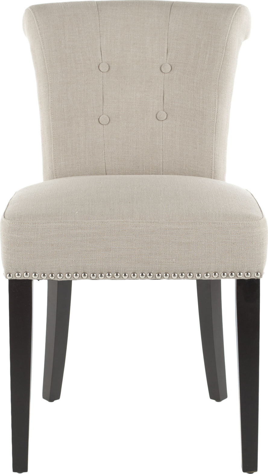 Safavieh Sinclaire 21''H Kd Side Chairs (SET Of 2)-Silver Nail Heads True Taupe and Espresso Furniture main image