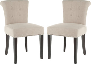 Safavieh Sinclaire 21''H Kd Side Chairs (SET Of 2)-Silver Nail Heads True Taupe and Espresso Furniture 